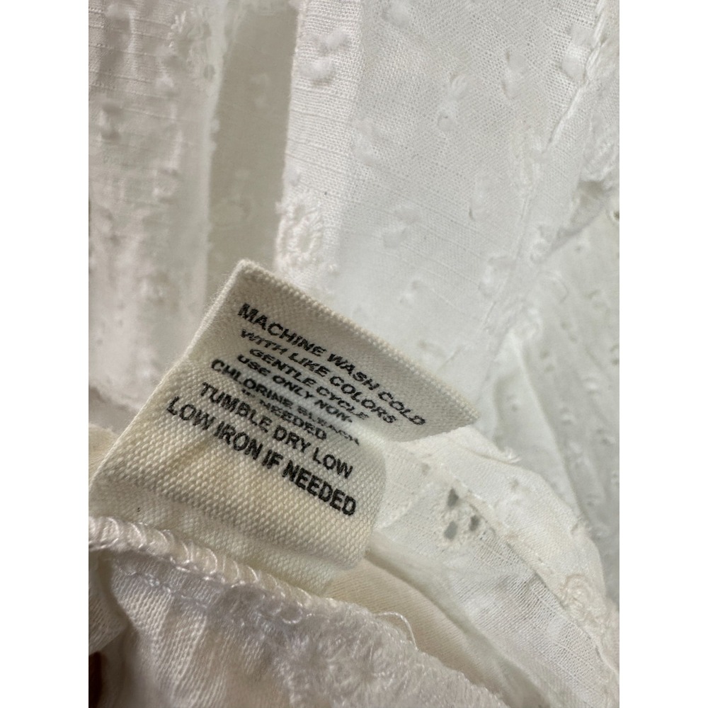 New Joie White Eyelet Cotton Blouse Size Large Top Boho Peasant Cottagecore - Picture 9 of 11